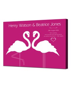 Personalised flamingo canvas wedding gift