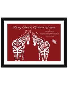 Wedding gift, romantic animal art of two zebras