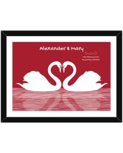 Valentine's day gift, romantic swan art framed poster